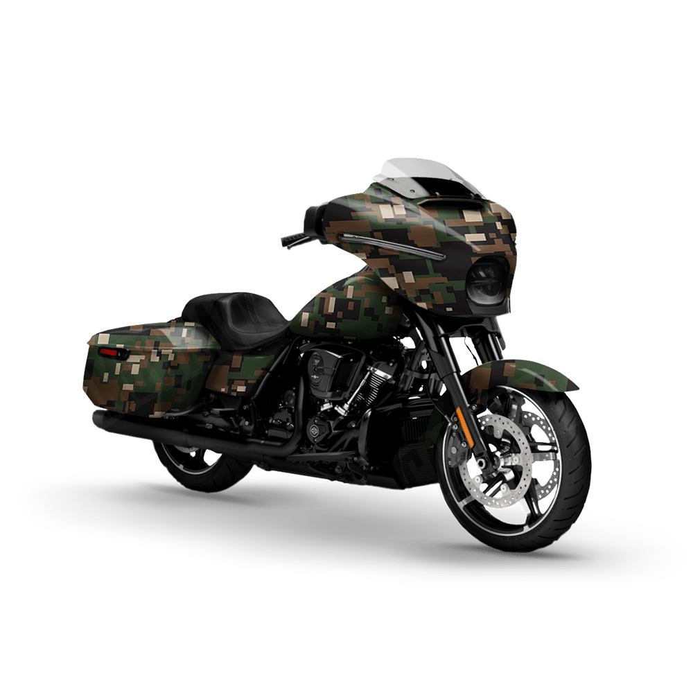 Large Digital Woodland Motorcycle Camo Vinyl Wrap