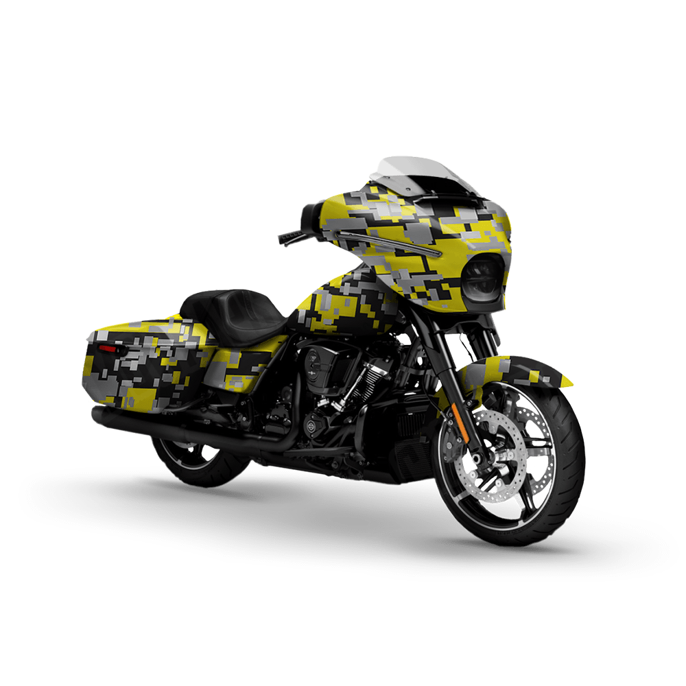 Large Digital Yellow Tiger Motorcycle Camo Vinyl Wrap