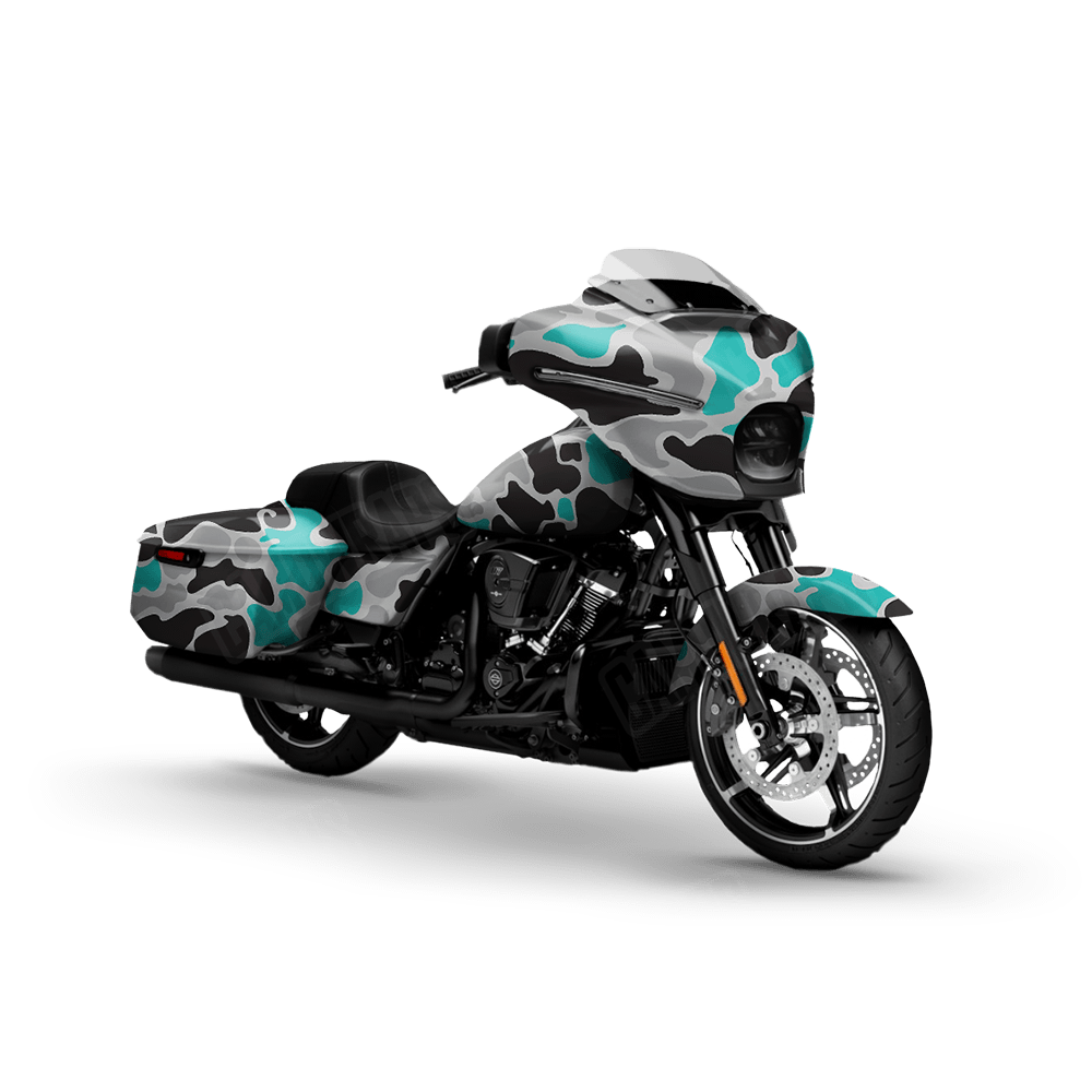 Old School Duck Tiffany Blue Tiger Motorcycle Wraps