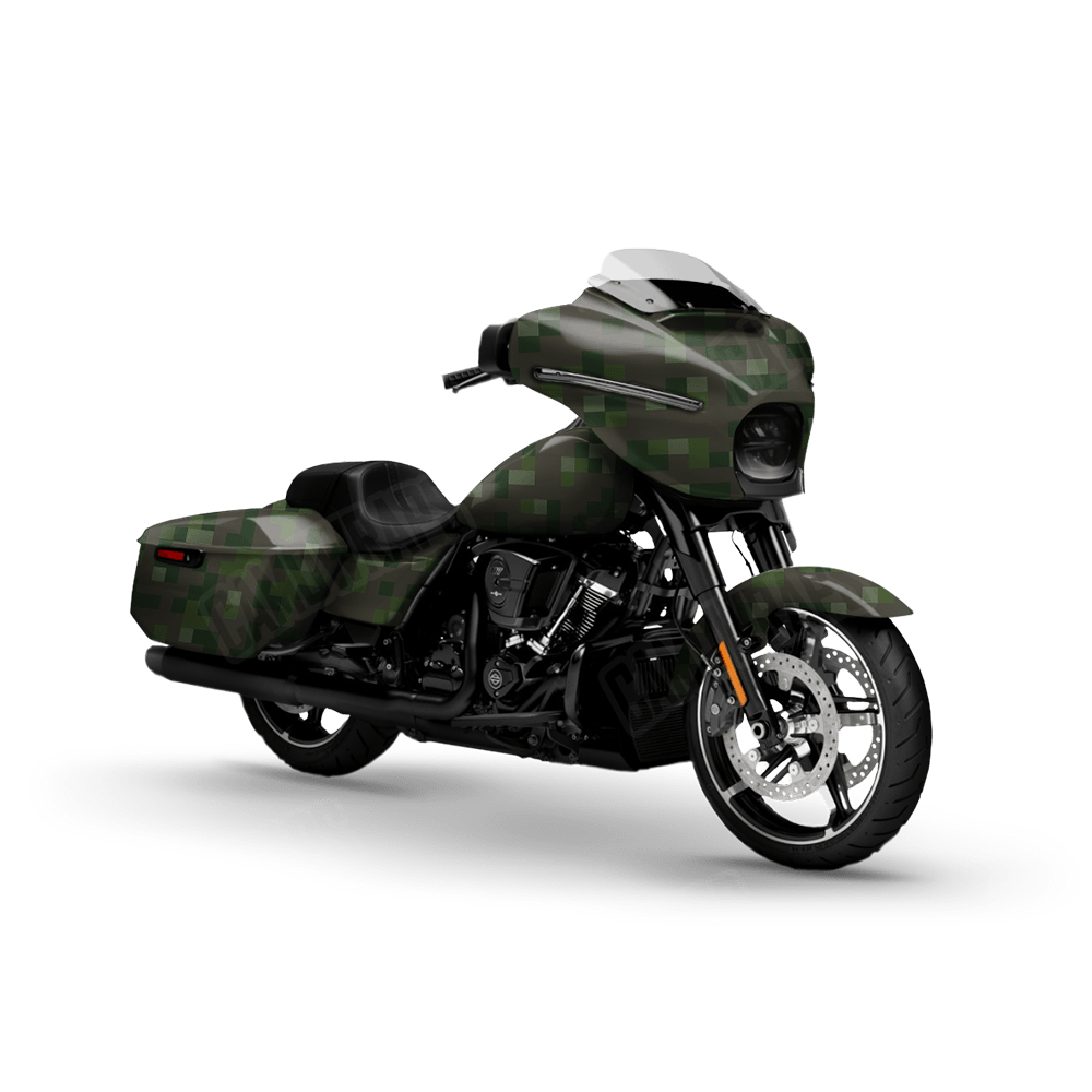 Pixel Army Dark Green Motorcycle Wraps