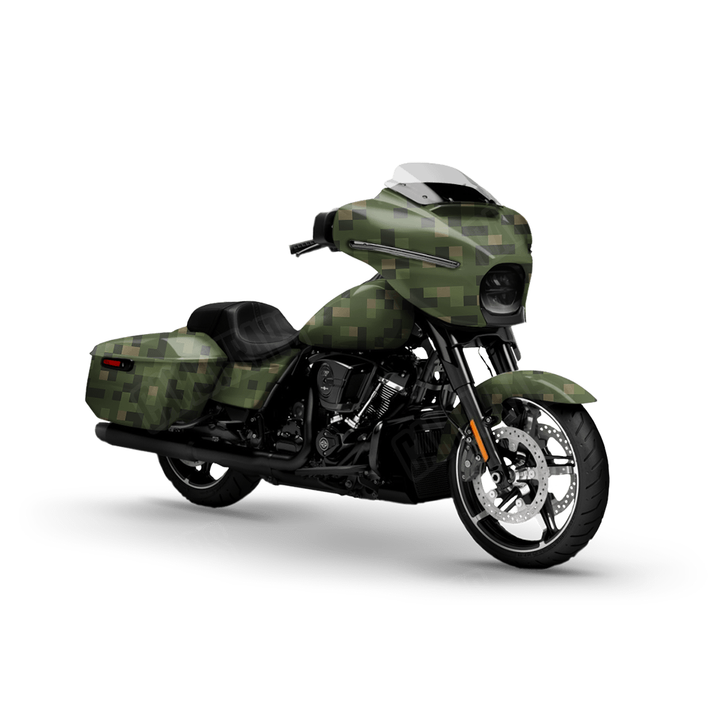 Pixel Army Green Motorcycle Wraps