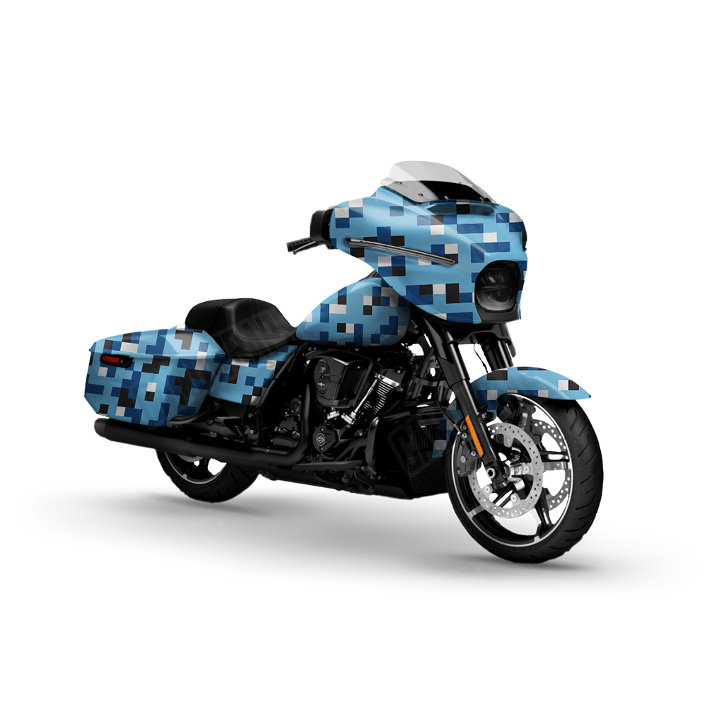 Pixel Baby Blue Motorcycle Wraps