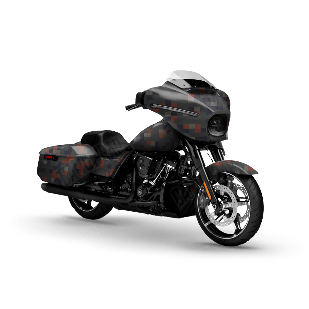Pixel Blue Copper Motorcycle Wraps