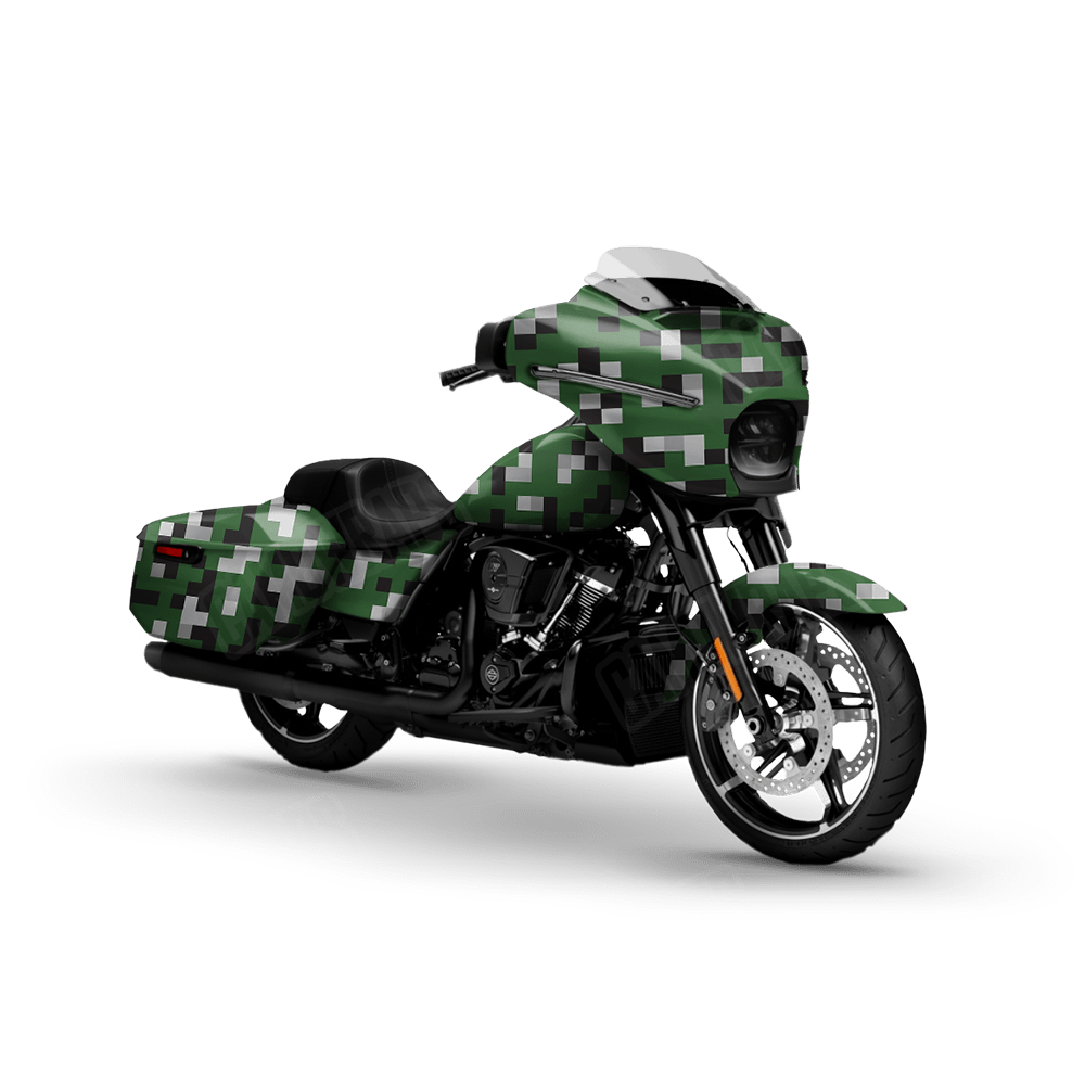 Pixel Green Tiger Motorcycle Wraps
