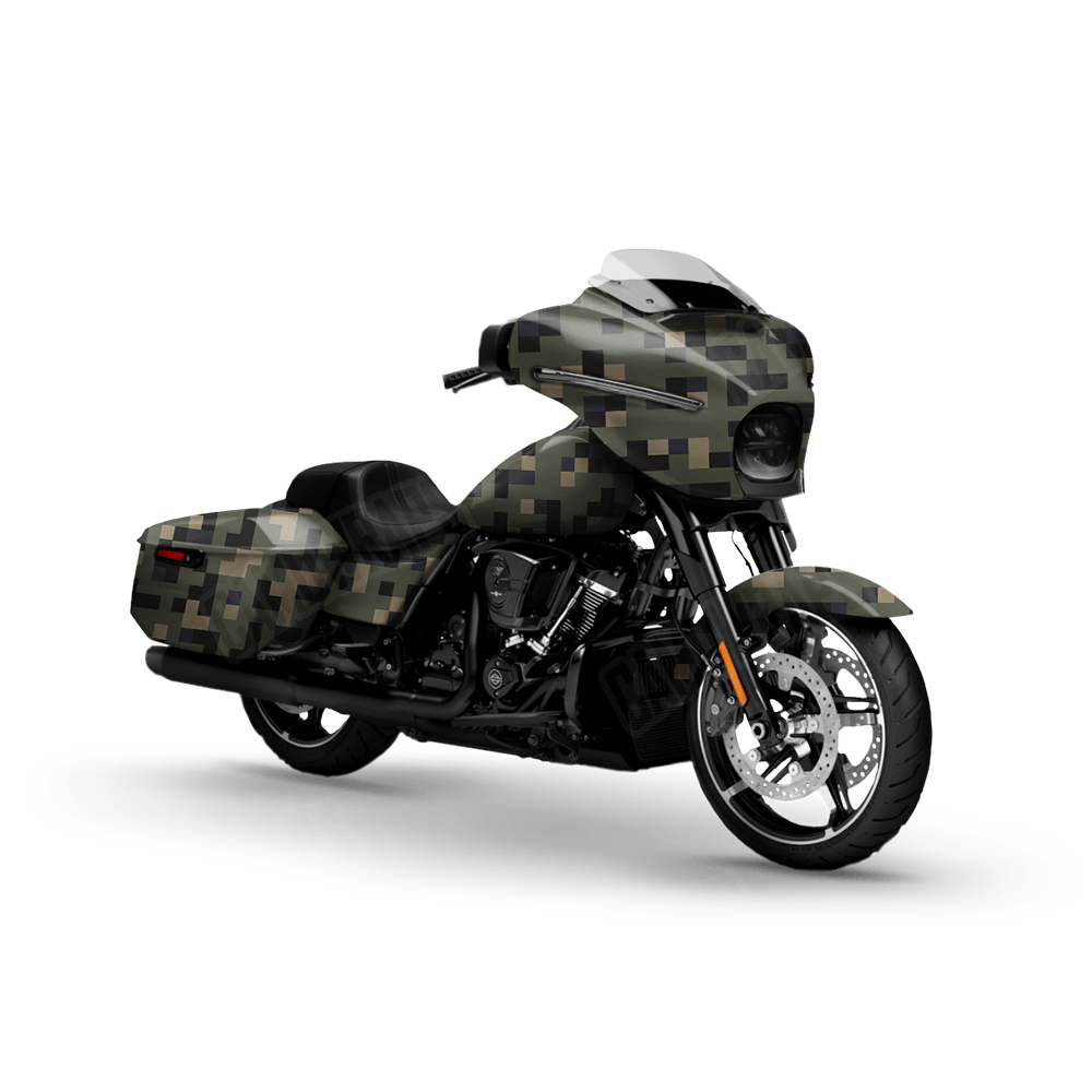 Pixel Militant Blue Motorcycle Wraps