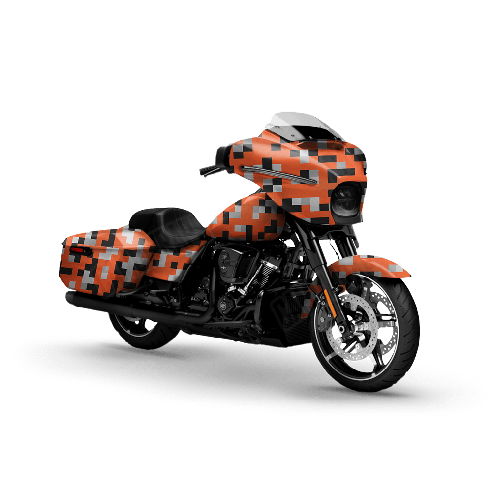 Pixel Orange Tiger Motorcycle Wraps