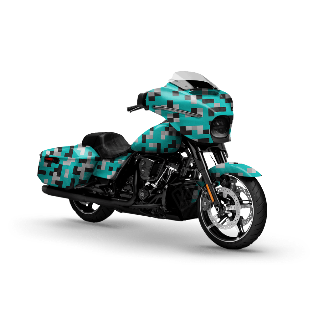 Pixel Tiffany Blue Tiger Motorcycle Wraps