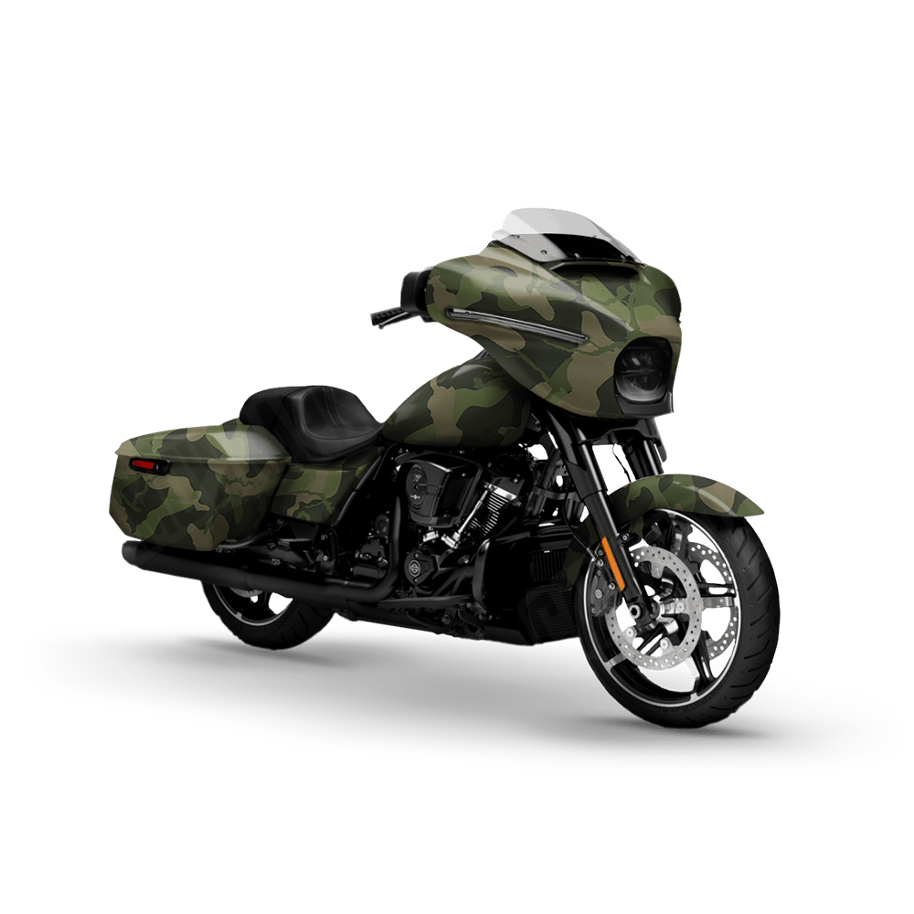 Large Ragged Army Green Motorcycle Camo Vinyl Wrap
