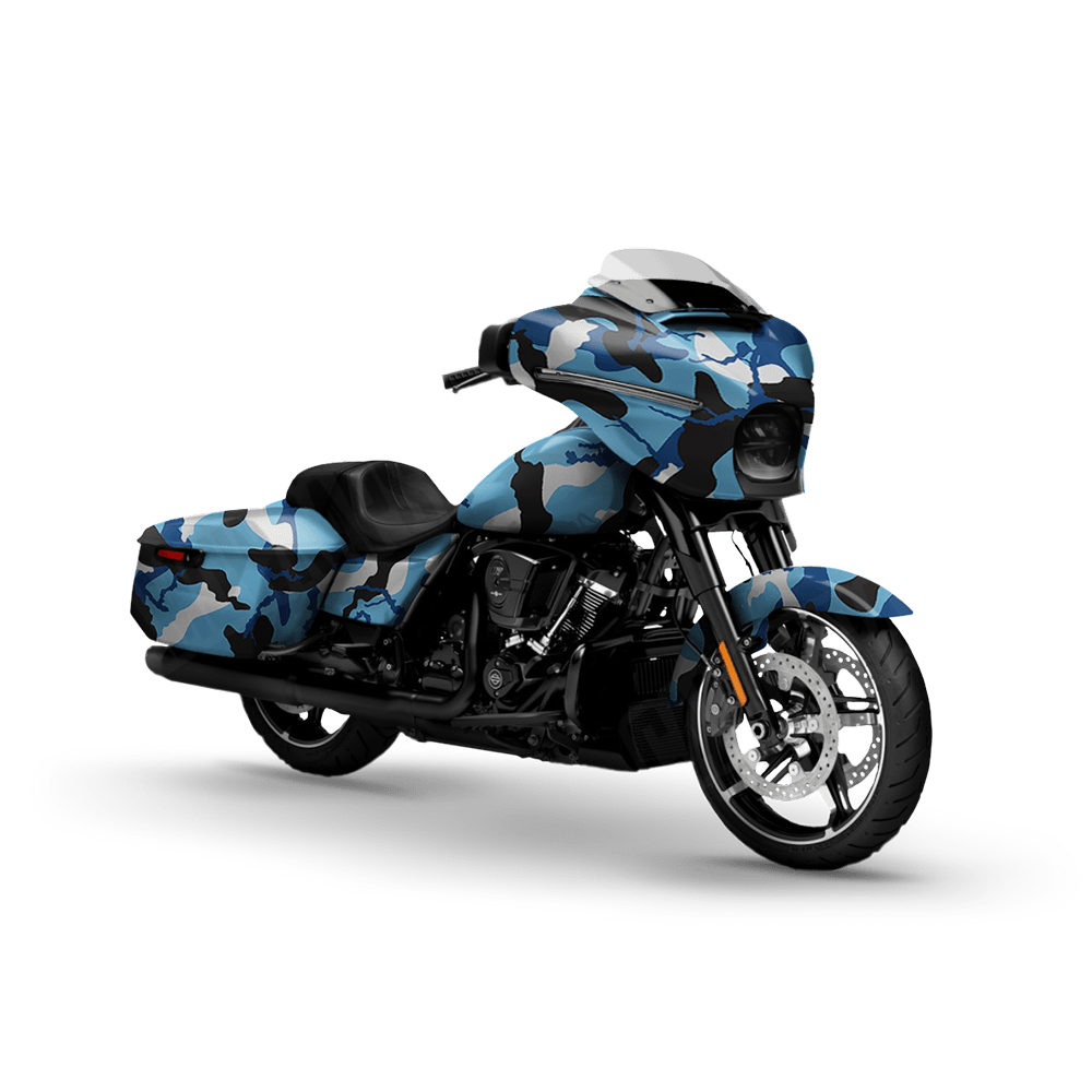 Large Ragged Baby Blue Motorcycle Camo Vinyl Wrap