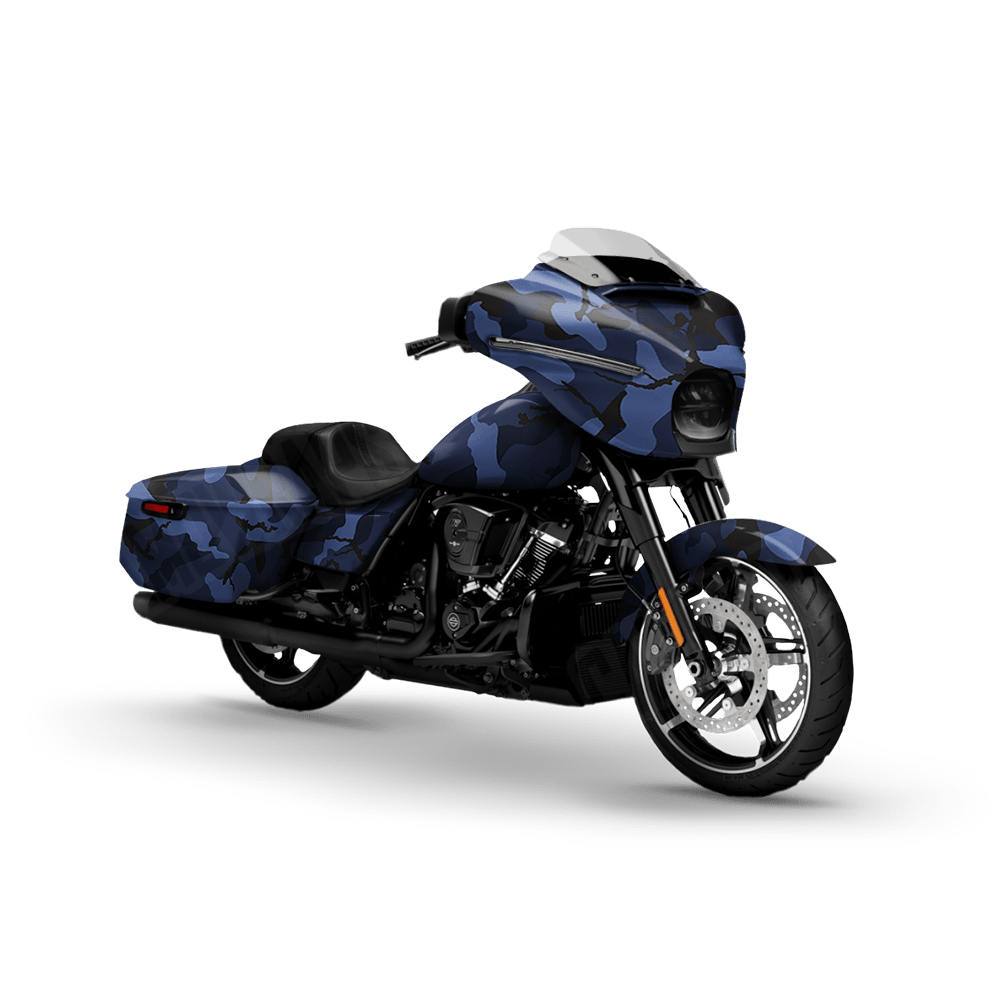 Large Ragged Blue Midnight Motorcycle Camo Vinyl Wrap