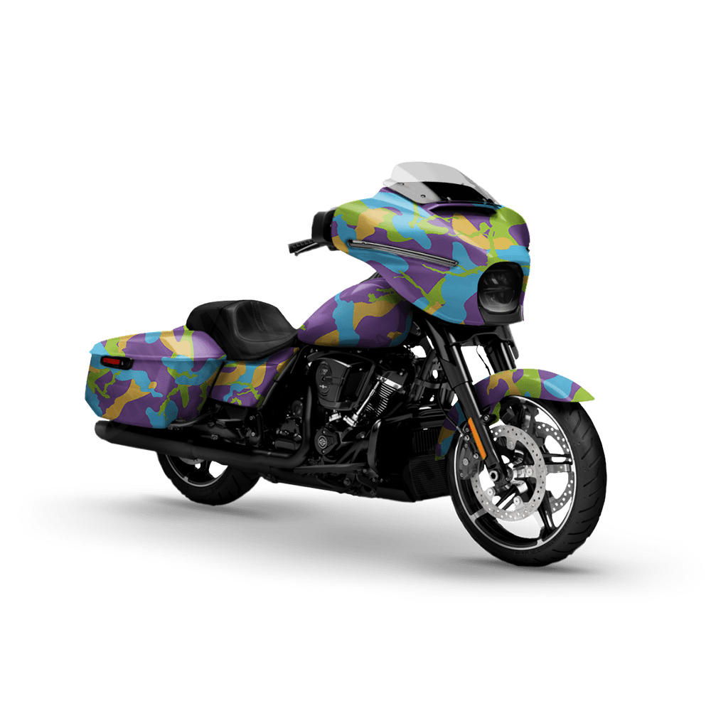 Large Ragged Carnival Motorcycle Camo Vinyl Wrap