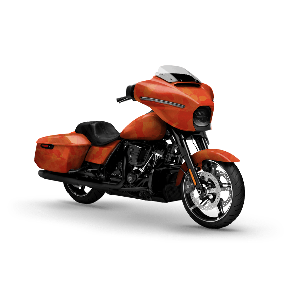 Large Ragged Elite Orange Motorcycle Camo Vinyl Wrap