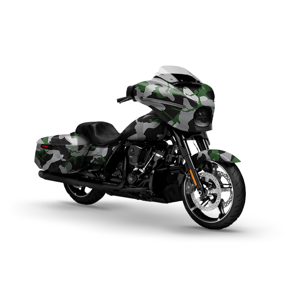 Large Ragged Green Tiger Motorcycle Camo Vinyl Wrap
