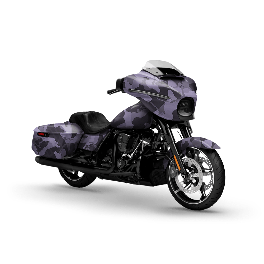 Large Ragged Lilac Motorcycle Camo Vinyl Wrap
