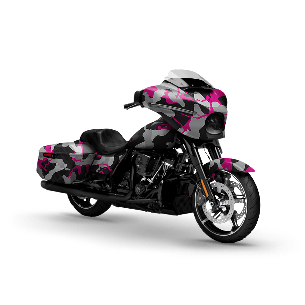 Large Ragged Magenta Tiger Motorcycle Camo Vinyl Wrap
