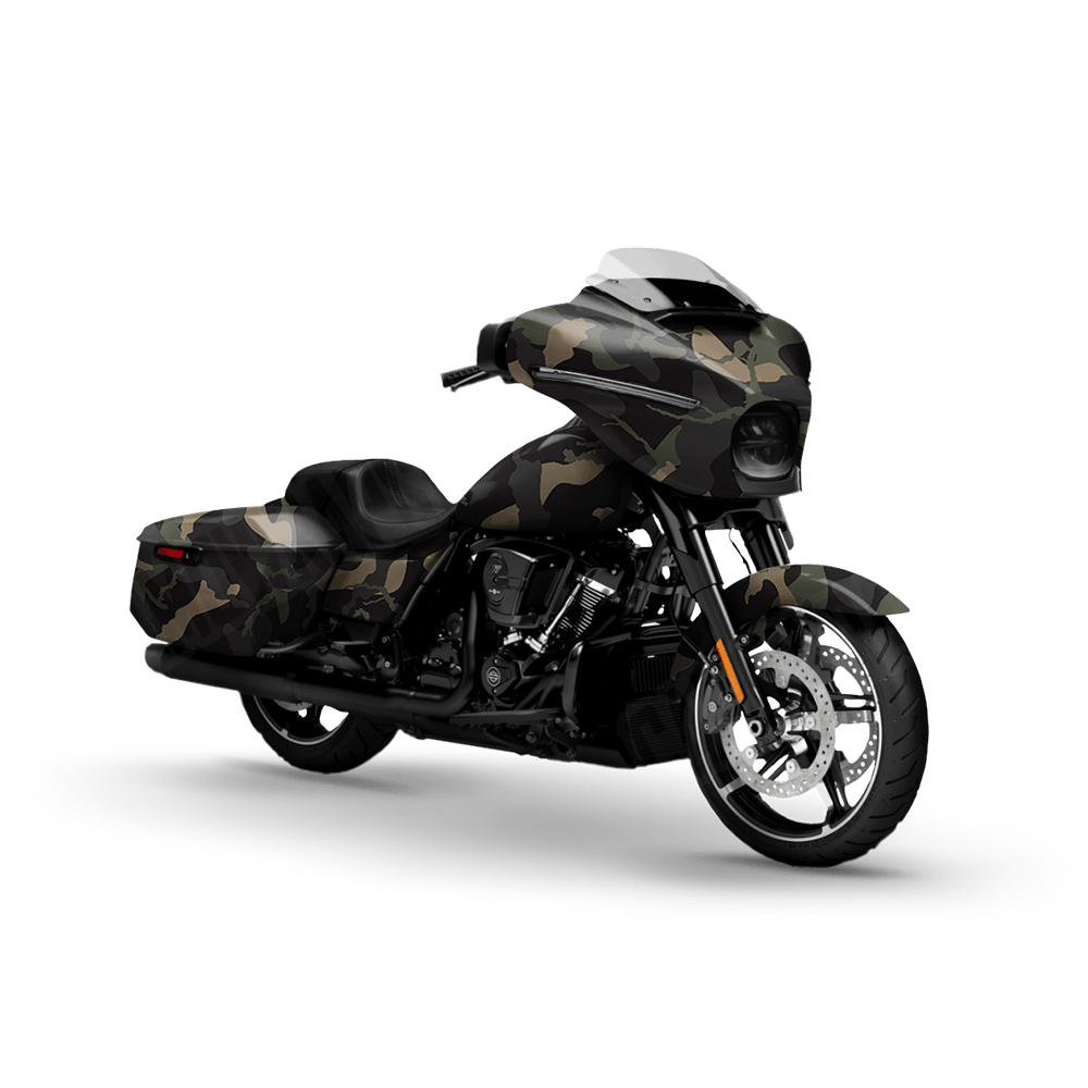 Large Ragged Militant Charcoal Motorcycle Camo Vinyl Wrap