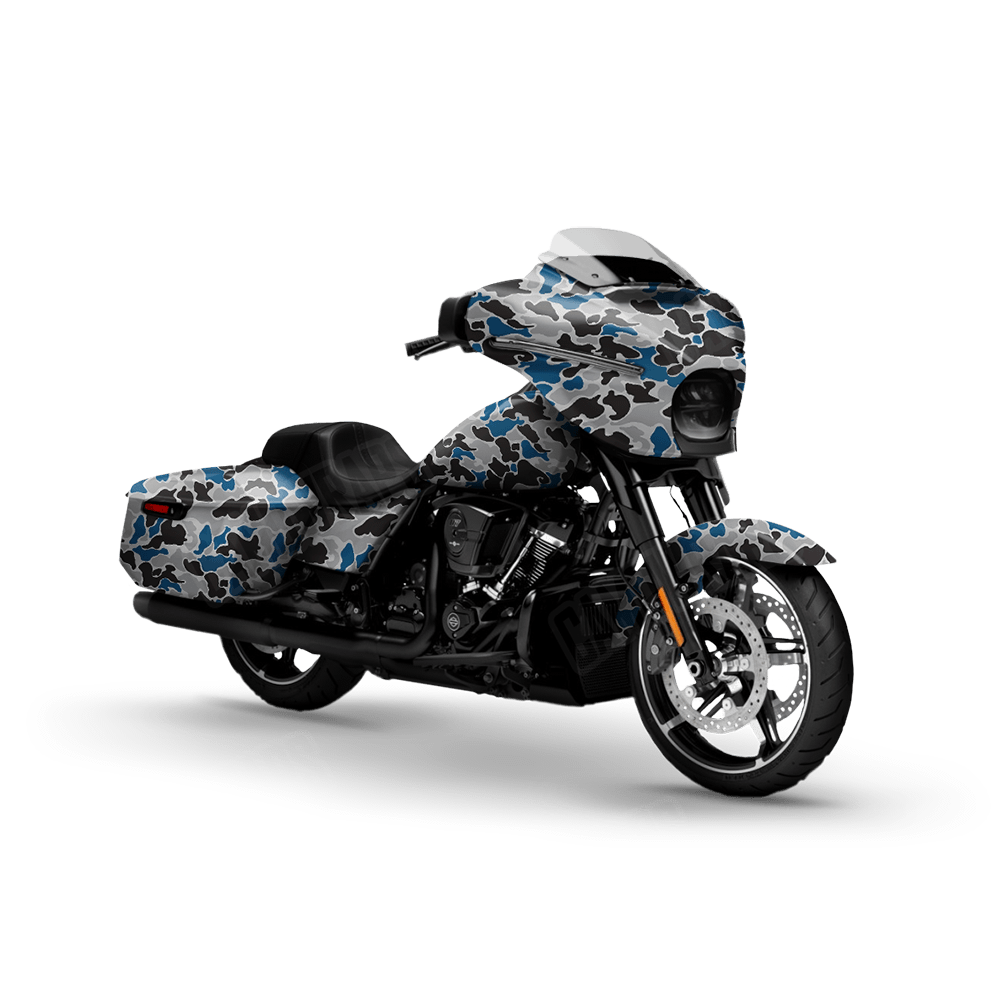 Old School Duck Blue Tiger Motorcycle Wraps
