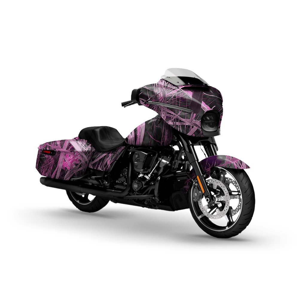 Nature Dry Grassland Pink Motorcycle Camo Vinyl Wrap