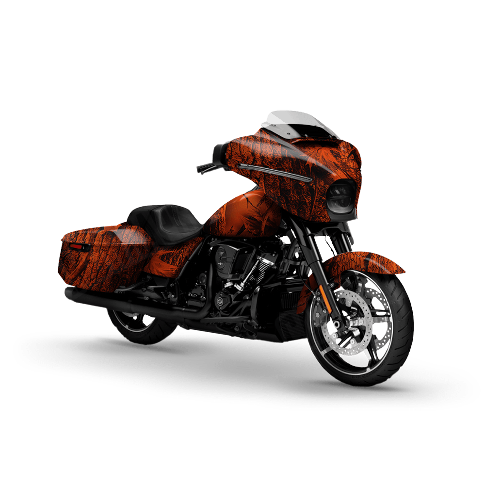 Nature Orange Forest Camo Motorcycle Vinyl Wrap