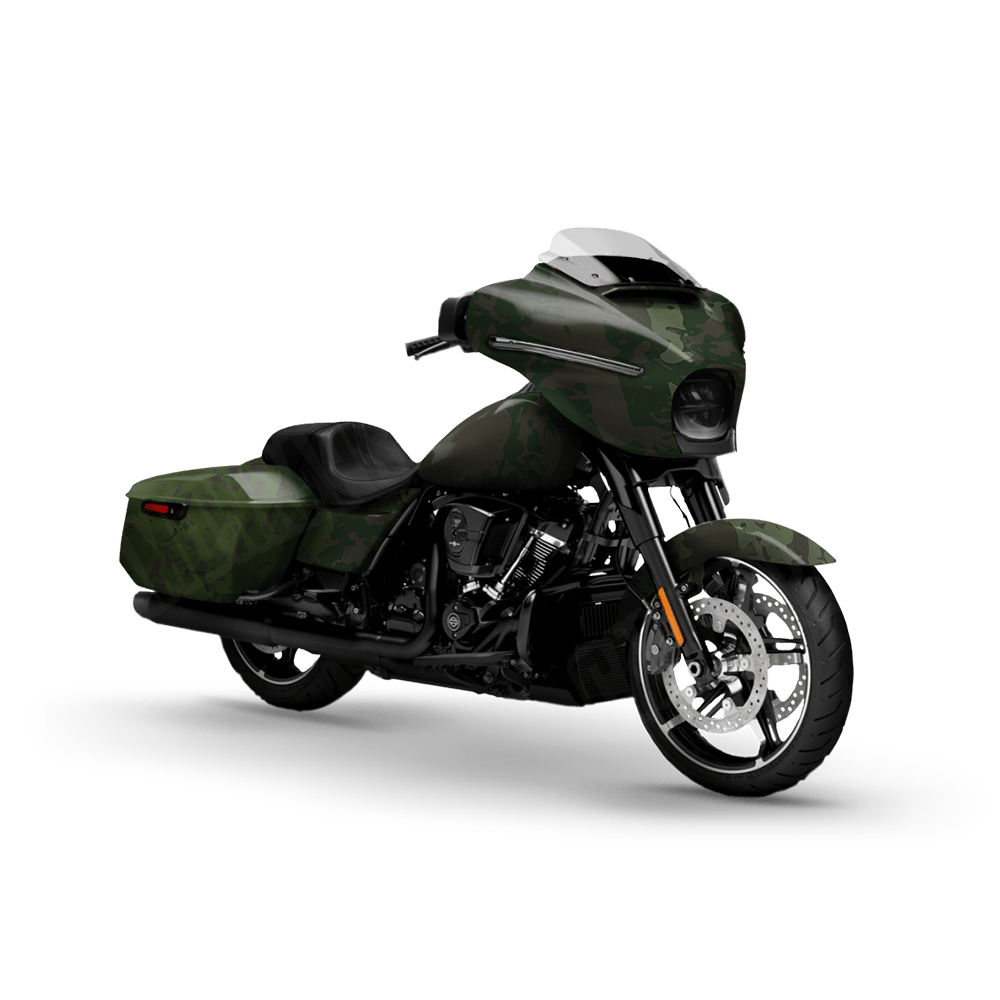 Pasted Army Dark Green Motorcycle Camo Vinyl Wrap