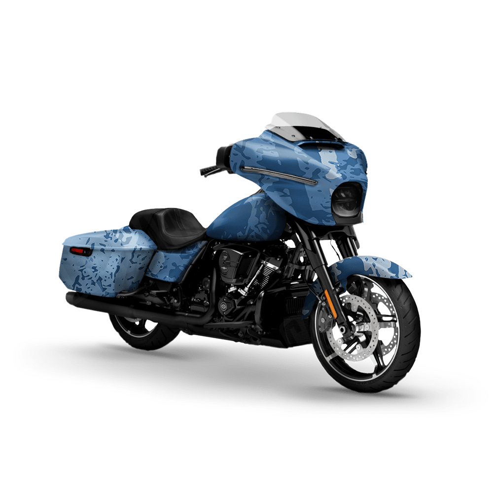 Pasted Cool Blue Motorcycle Camo Vinyl Wrap