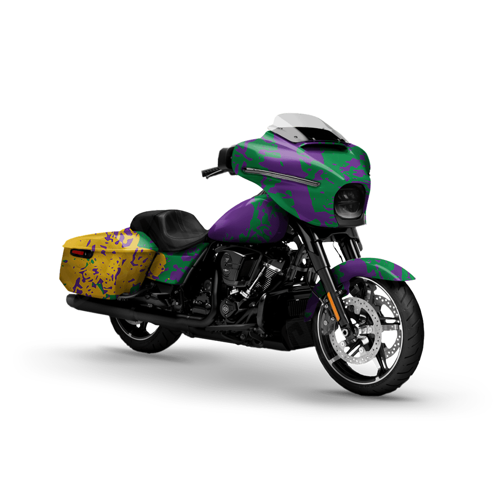 Pasted Mardi Gras Motorcycle Camo Vinyl Wrap