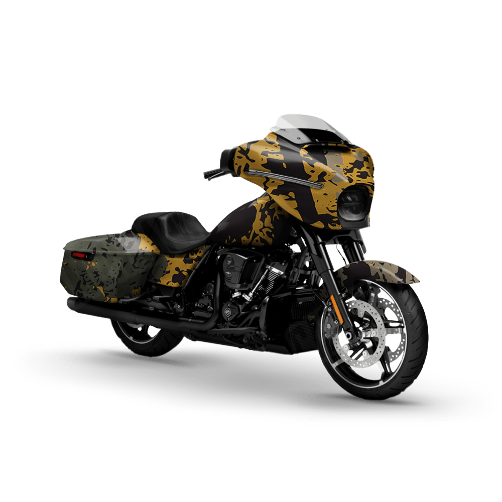 Pasted Militant Yellow Motorcycle Camo Vinyl Wrap