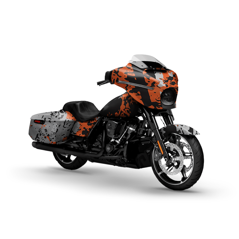 Pasted Orange Tiger Motorcycle Camo Vinyl Wrap