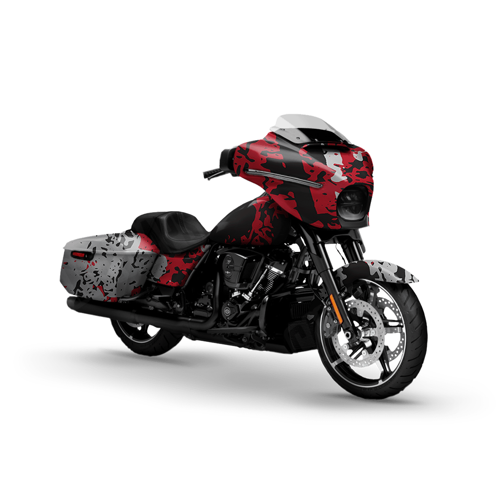 Pasted Red Tiger Motorcycle Camo Vinyl Wrap