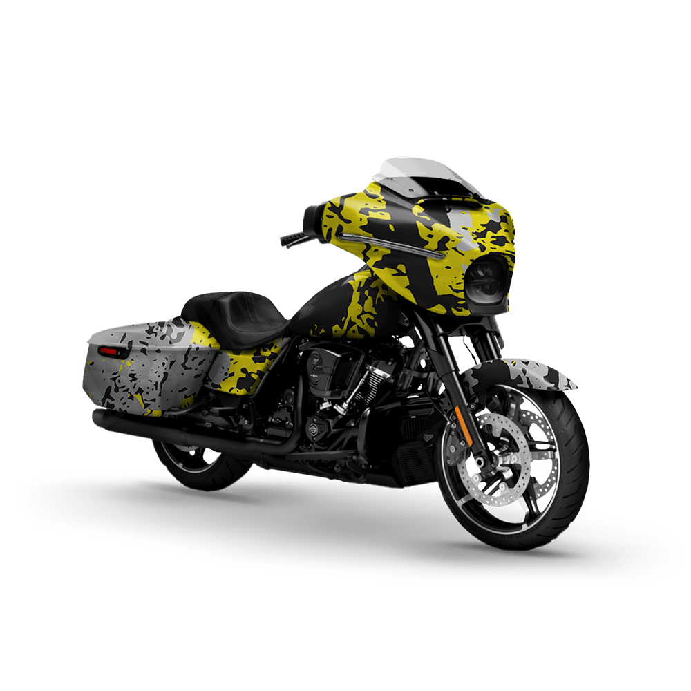 Pasted Yellow Tiger Motorcycle Camo Vinyl Wrap