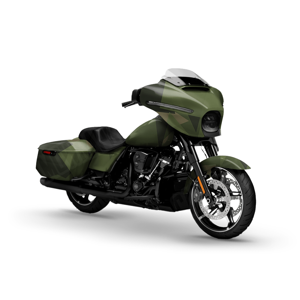 Shattered Army Green Motorcycle Camo Vinyl Wrap