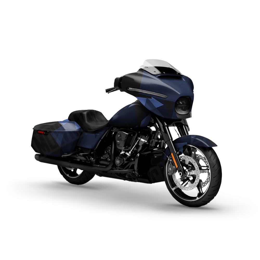 Shattered Blue Midnight Motorcycle Camo Vinyl Wrap