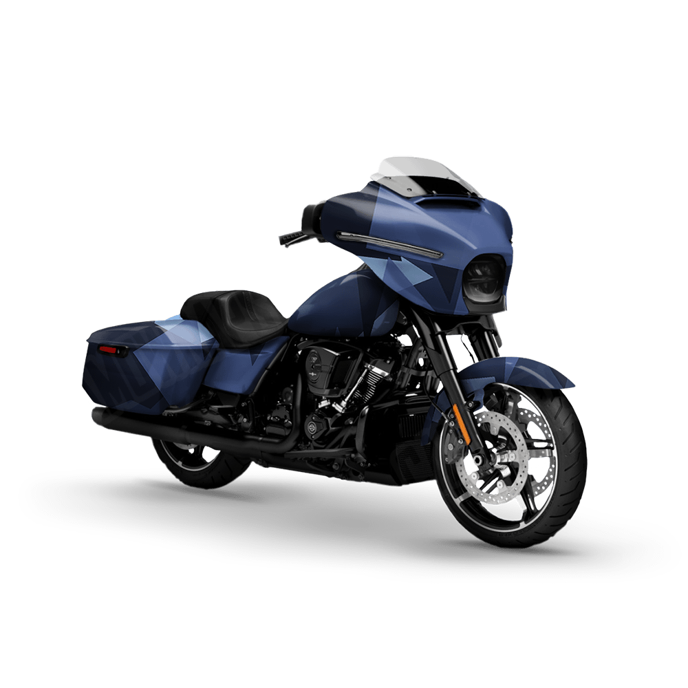 Shattered Blue Urban Night Motorcycle Camo Vinyl Wrap