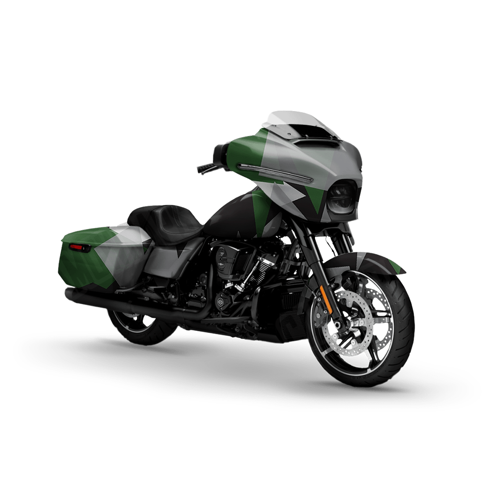 Shattered Green Tiger Motorcycle Camo Vinyl Wrap