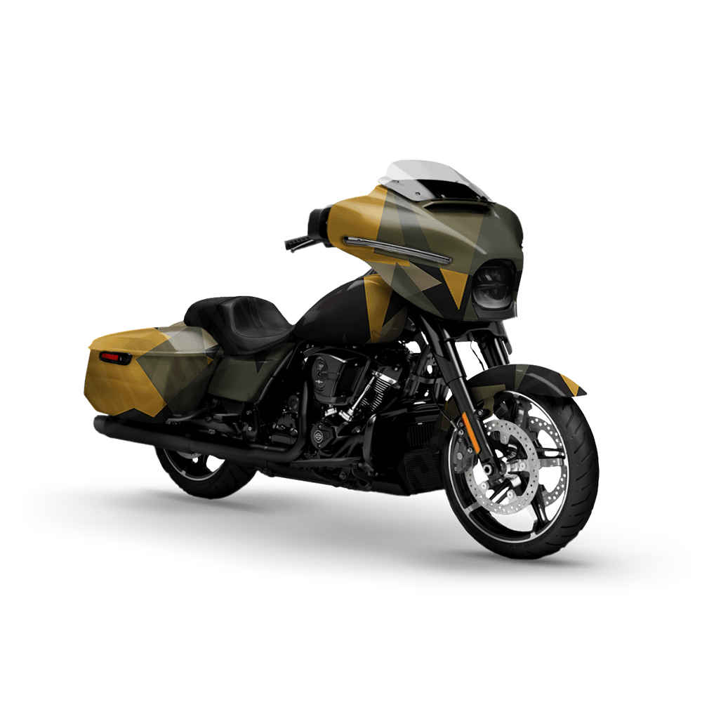 Shattered Militant Yellow Motorcycle Camo Vinyl Wrap