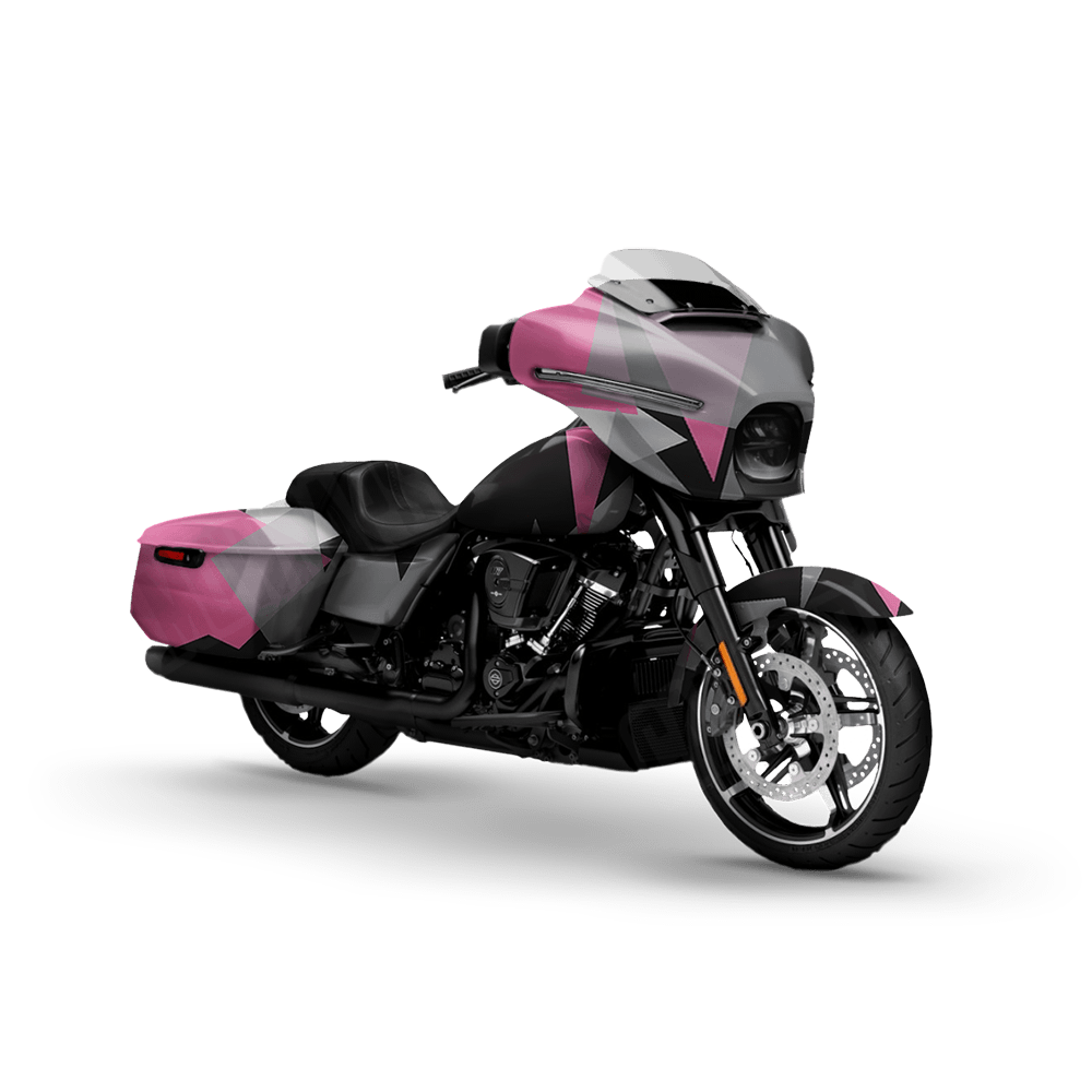 Shattered Pink Tiger Motorcycle Camo Vinyl Wrap