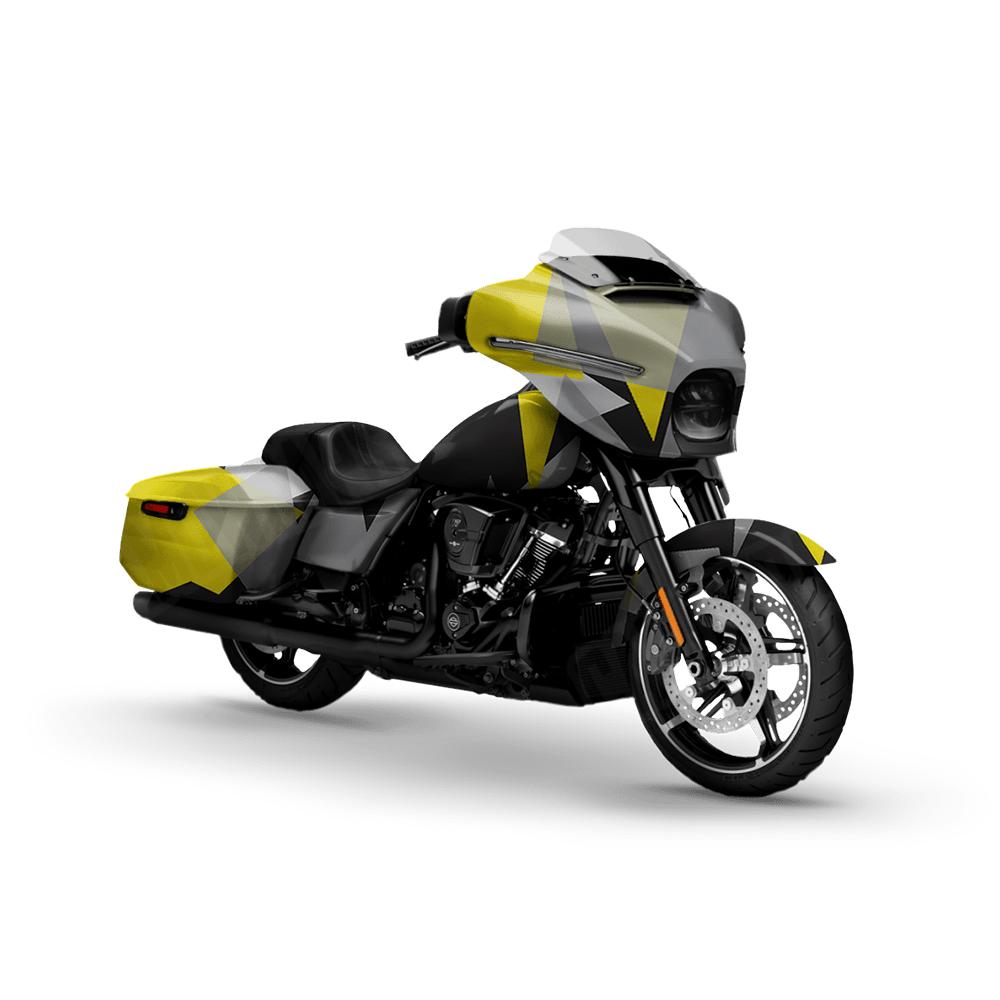 Shattered Yellow Tiger Motorcycle Camo Vinyl Wrap