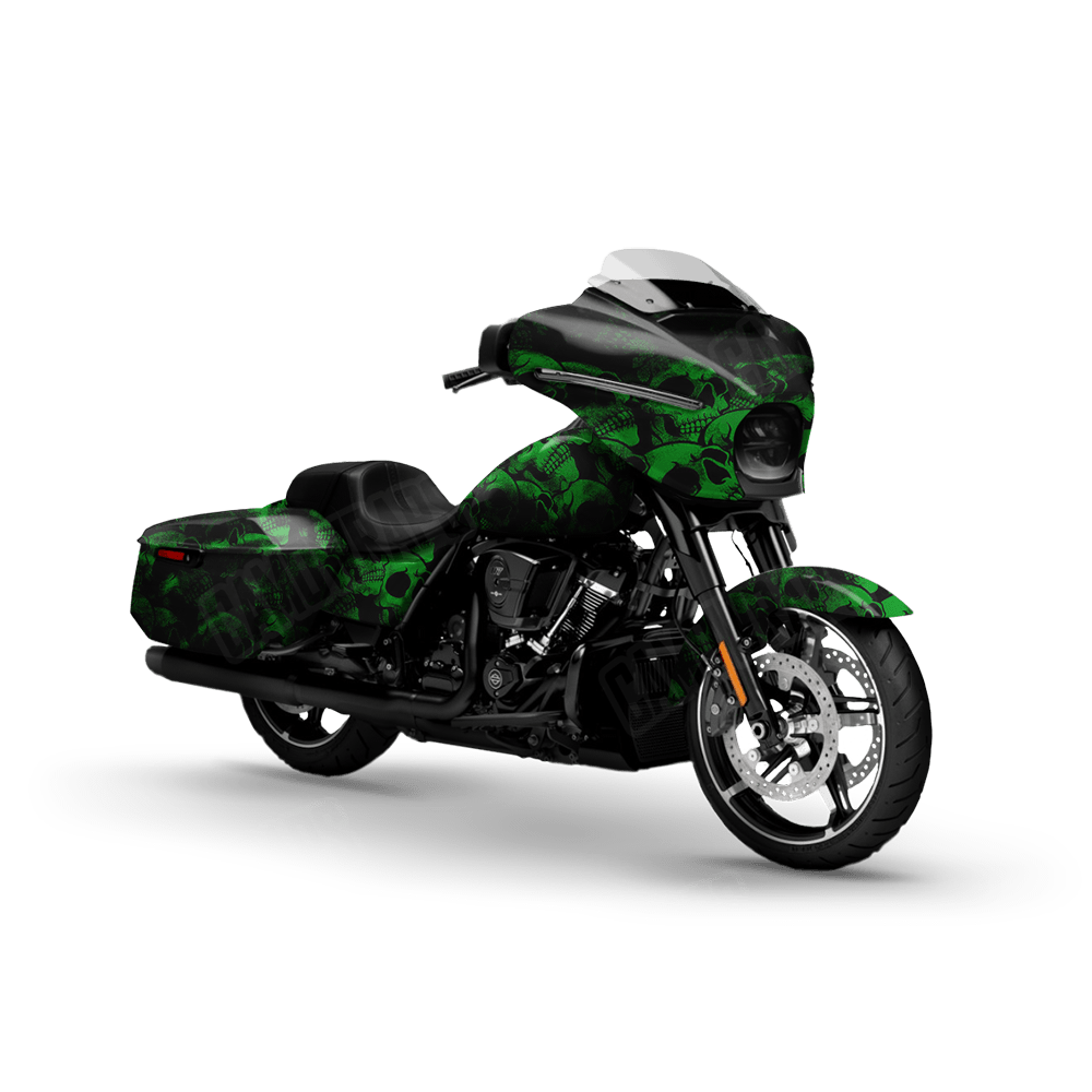 Skull Green Motorcycle Wraps