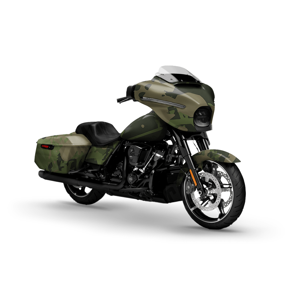 Tire Splatter Army Green Motorcycle Camo Vinyl Wrap