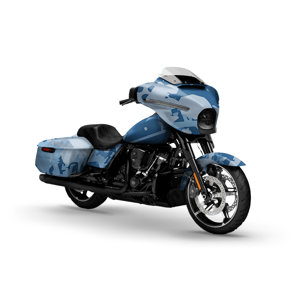 Tire Splatter Cool Blue Motorcycle Camo Vinyl Wrap
