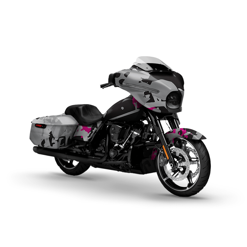 Tire Splatter Magenta Tiger Motorcycle Camo Vinyl Wrap