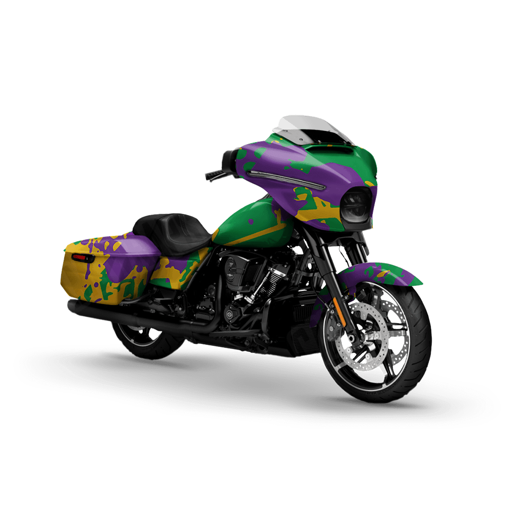 Tire Splatter Mardi Gras Motorcycle Camo Vinyl Wrap