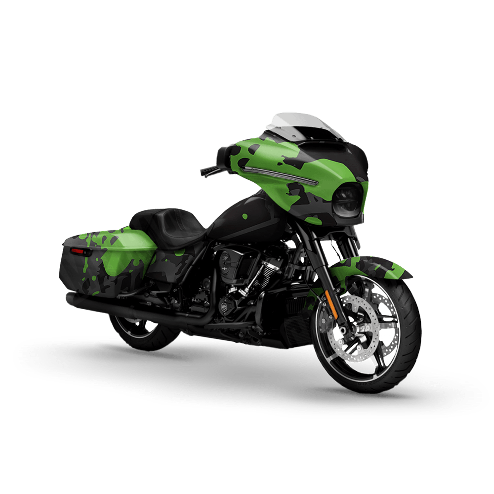 Tire Splatter Metro Green Motorcycle Camo Vinyl Wrap