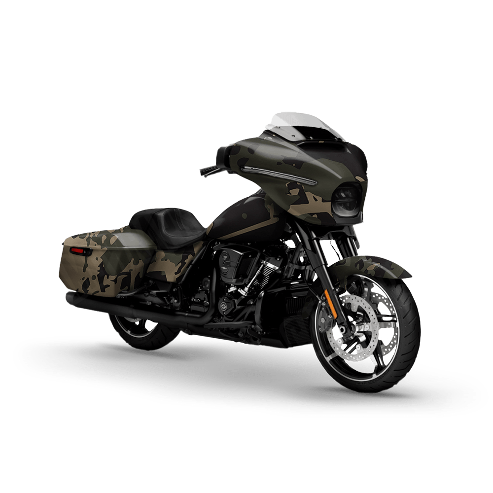 Tire Splatter Militant Green Motorcycle Camo Vinyl Wrap