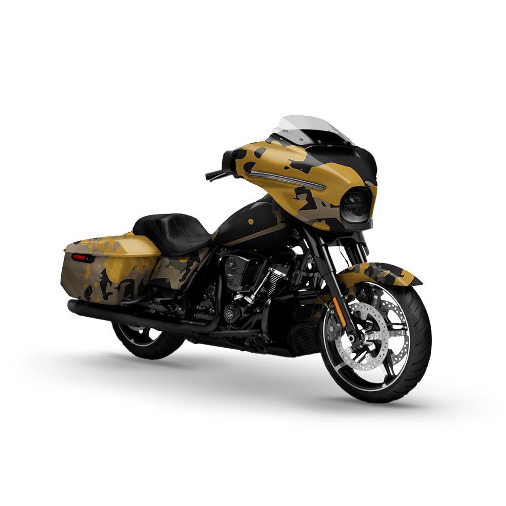 Tire Splatter Militant Yellow Motorcycle Camo Vinyl Wrap