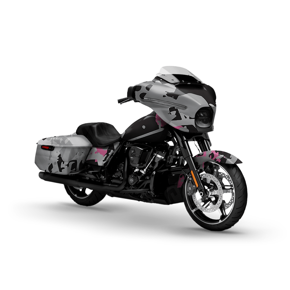 Tire Splatter Pink Tiger Motorcycle Camo Vinyl Wrap