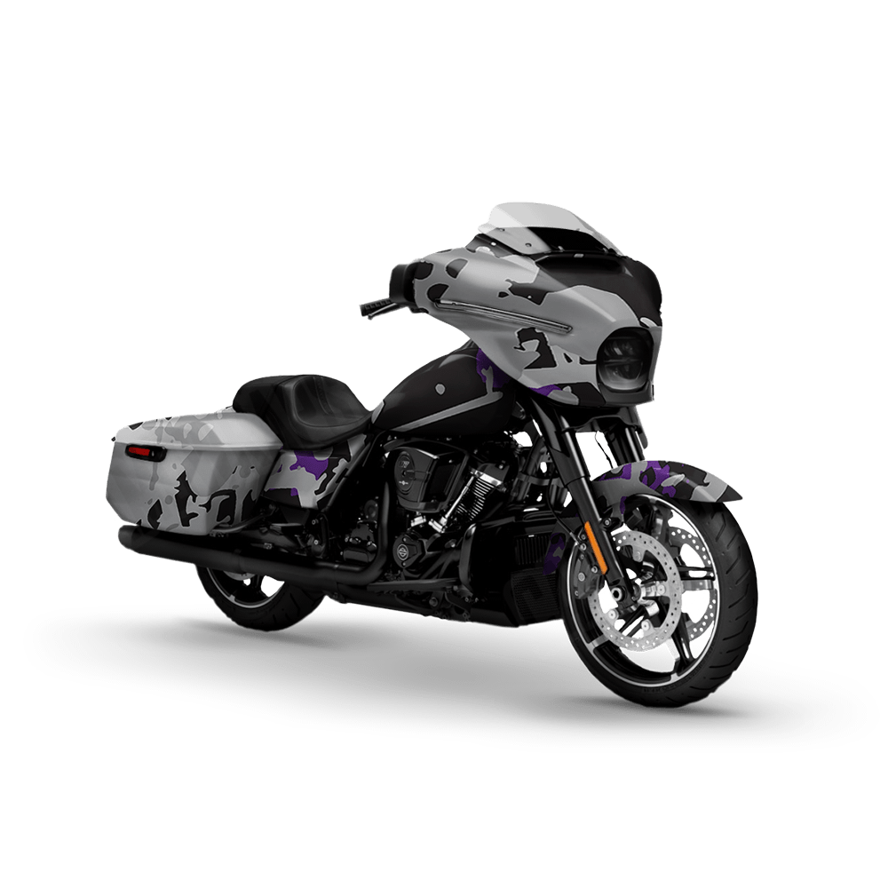 Tire Splatter Purple Tiger Motorcycle Camo Vinyl Wrap