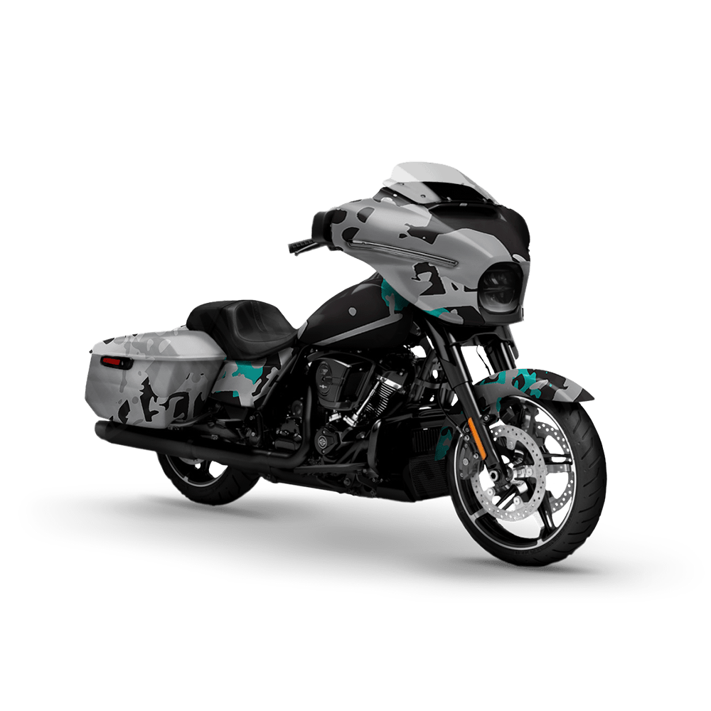 Tire Splatter Tiffany Blue Tiger Motorcycle Camo Vinyl Wrap