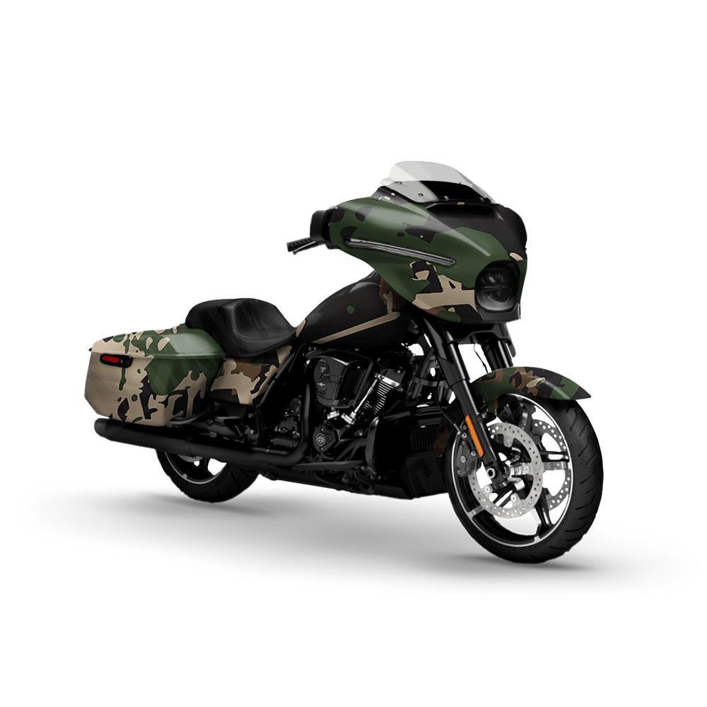 Tire Splatter Woodland Motorcycle Camo Vinyl Wrap