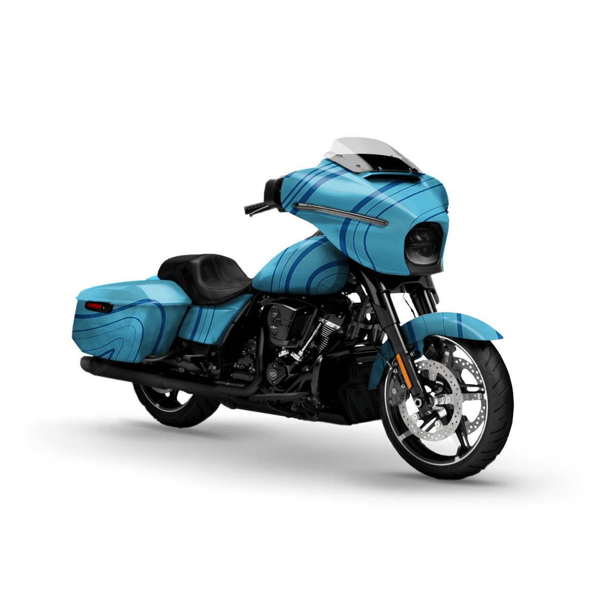 Topographic Blue Camo Motorcycle Vinyl Wrap